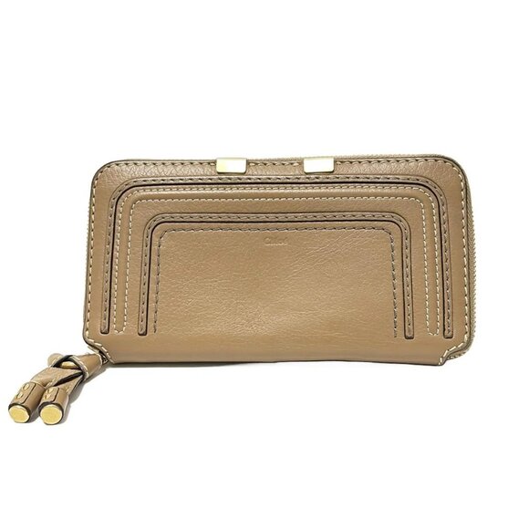 Auth Chloe Mercy Long Zip Wallet Beige Leather Long Wallet - Picture 1 of 5